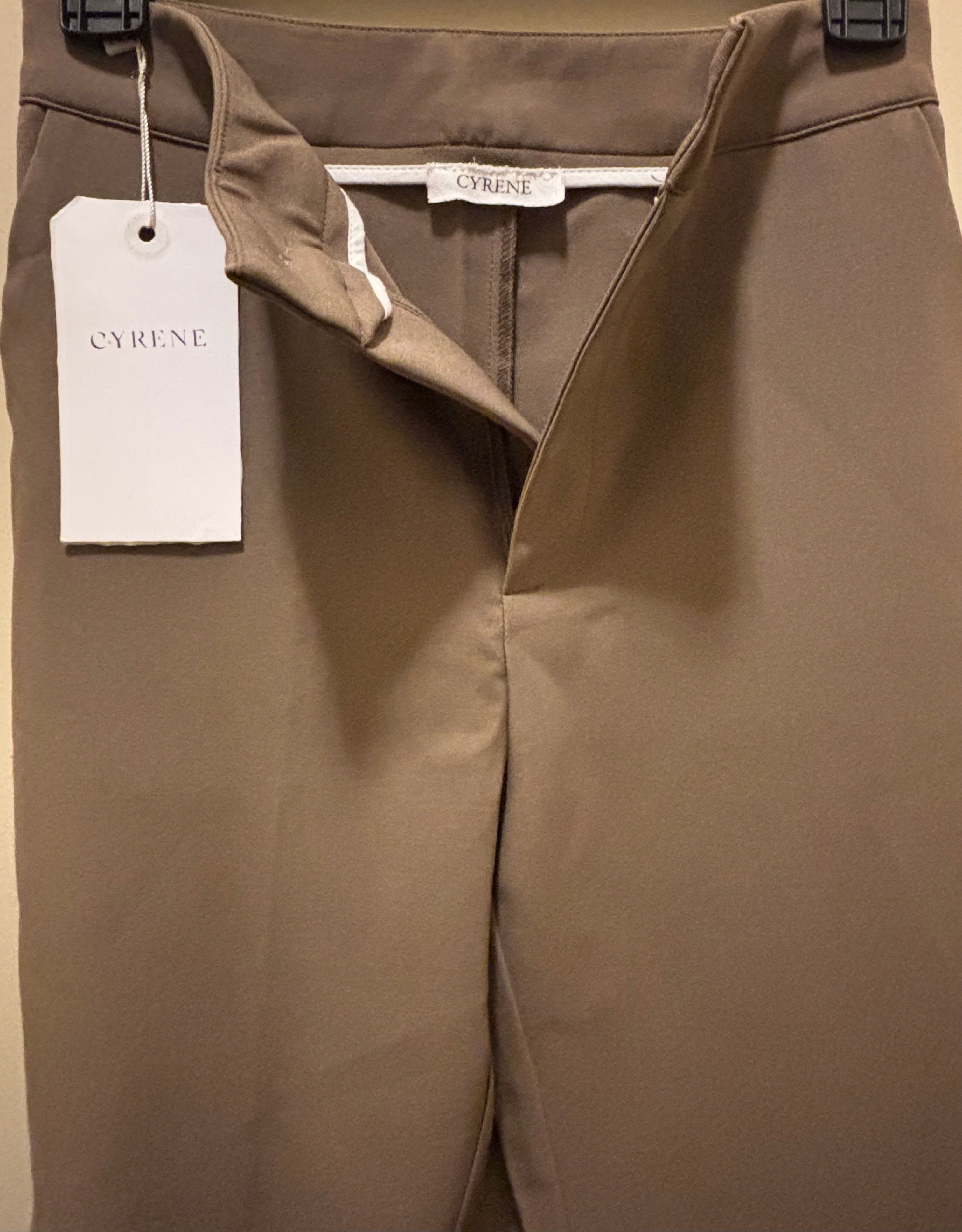 CYRENE BROWN HIGH WAIST TAILORED TROUSERS