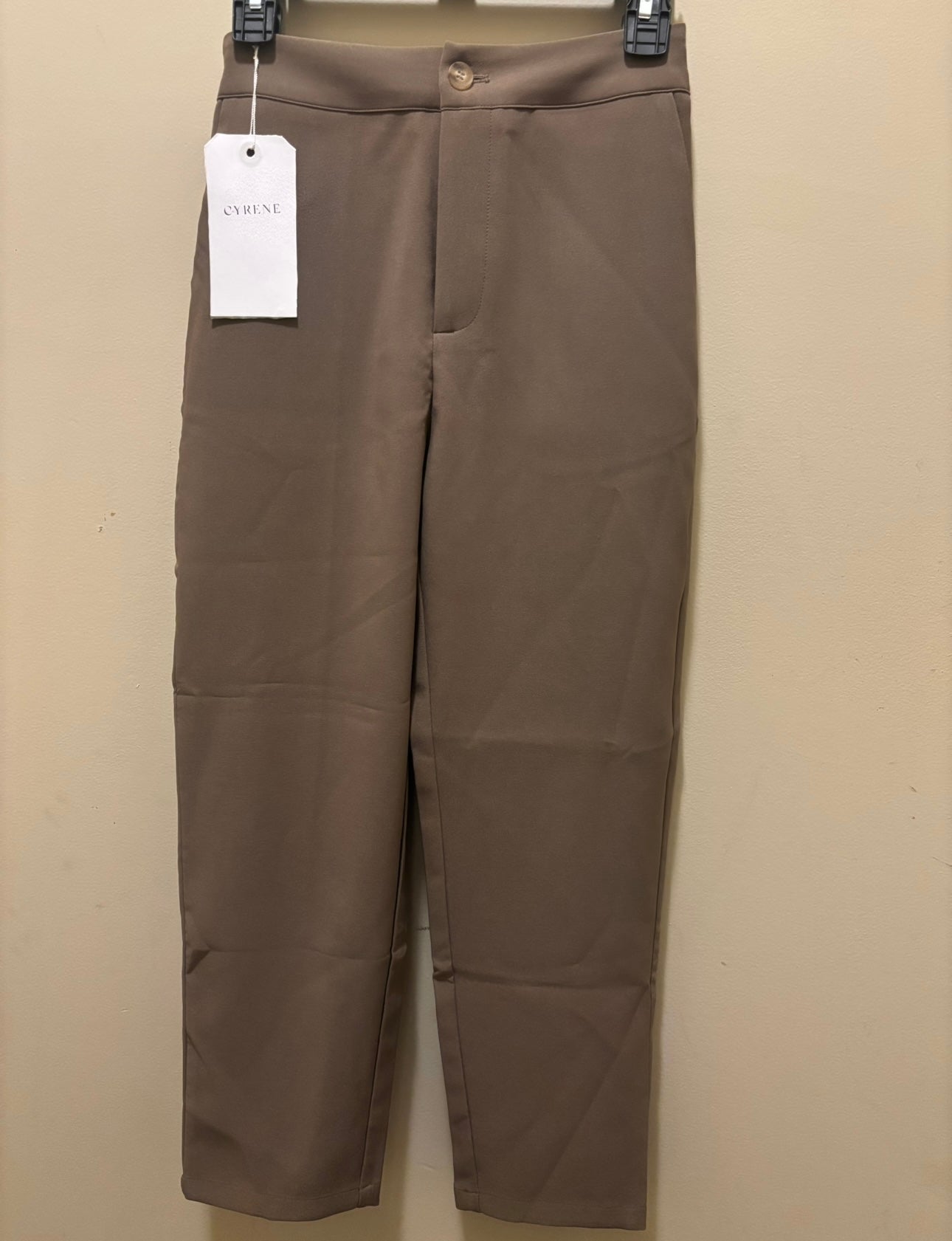 CYRENE BROWN HIGH WAIST TAILORED TROUSERS