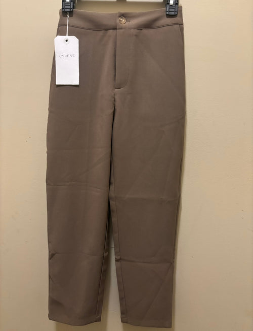 CYRENE BROWN HIGH WAIST TAILORED TROUSERS