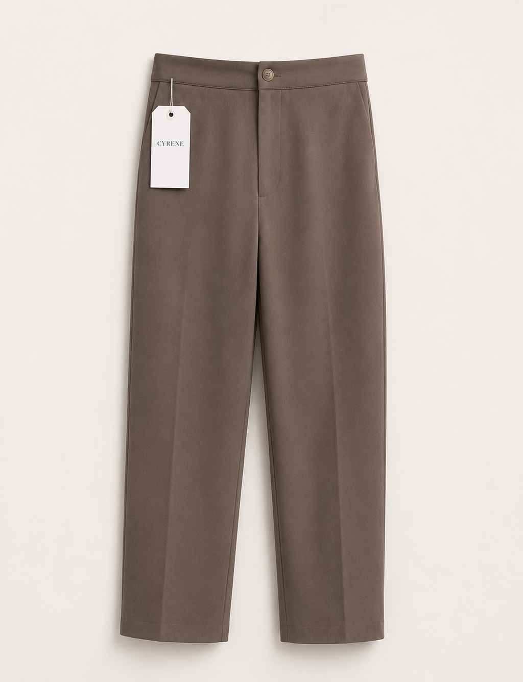 CYRENE BROWN HIGH WAIST TAILORED TROUSERS