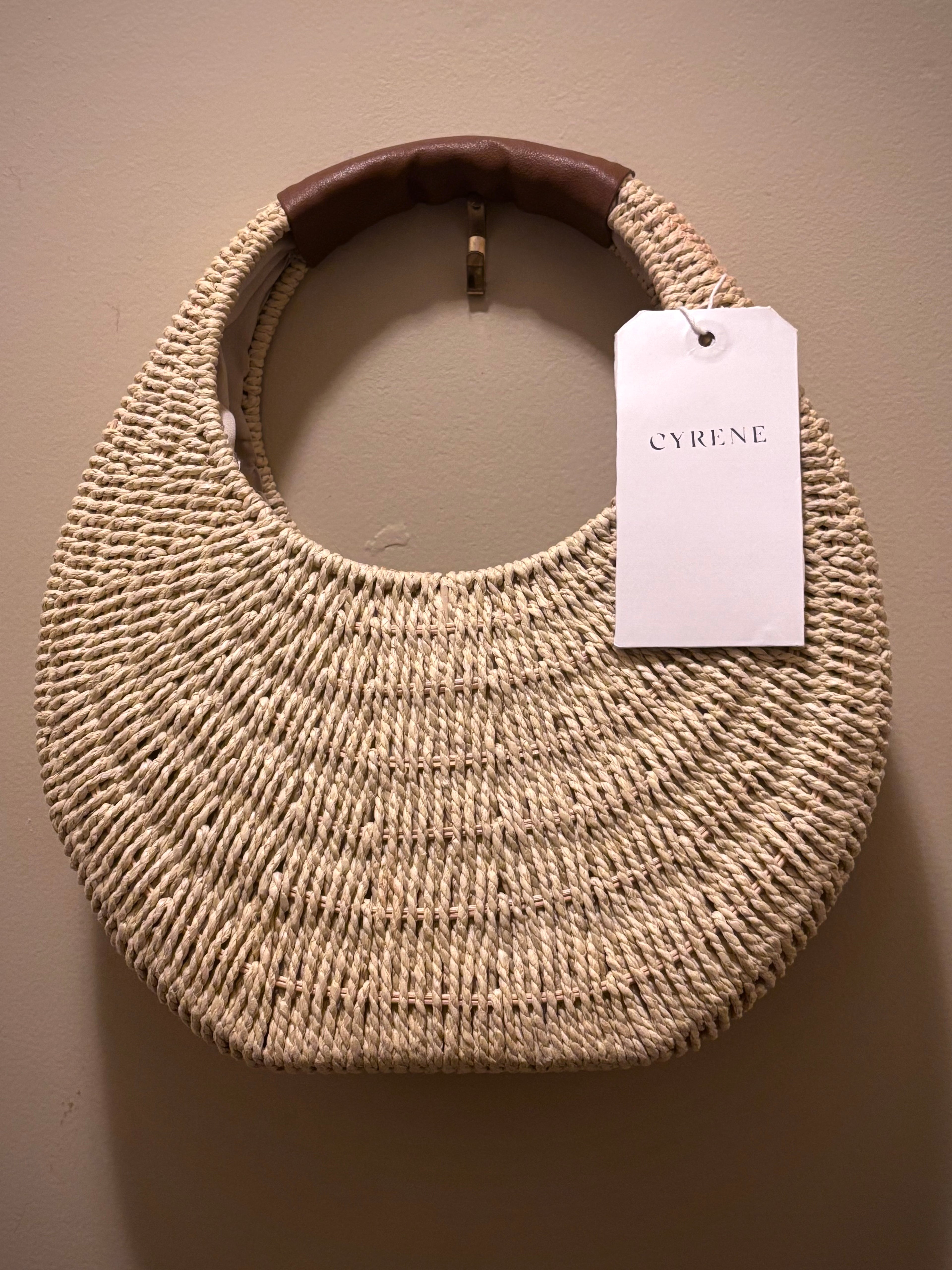 Woven vegan leather handbag